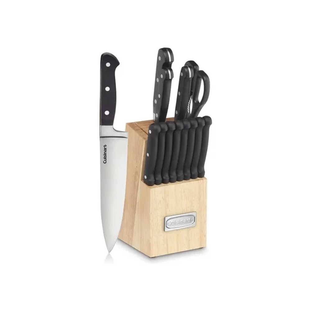 Conjunto de Facas Cuisinart Aço Inox 14 Peças Preto Rebite Triplo C55TR-14PCB
