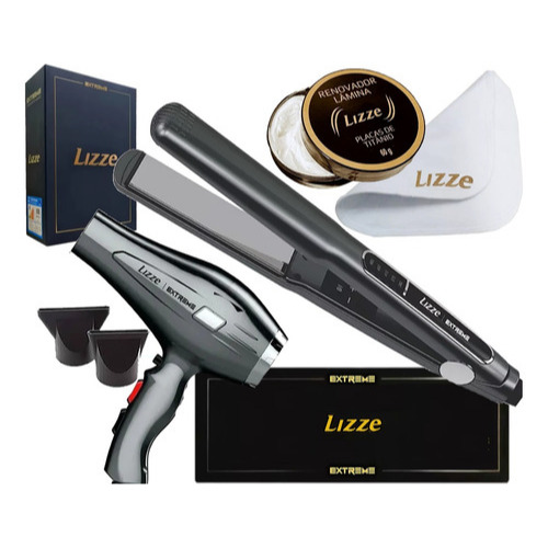 Kit Prancha Chapinha Lizze Extreme Original + Secador Extreme Lizze ...