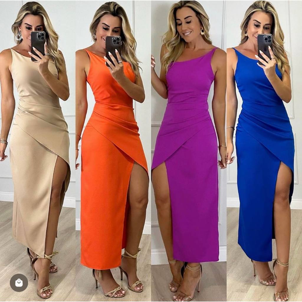 Vestido Alfaiataria Um Ombro Só Com Fenda Transpassado Moda