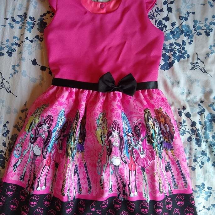 Vestido Monster high cat noir pink Shopee Brasil