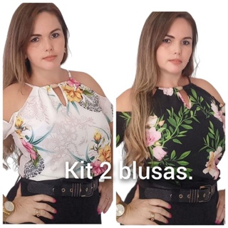 kit 2 blusas de alça modelo básico do P ao G1 plus size