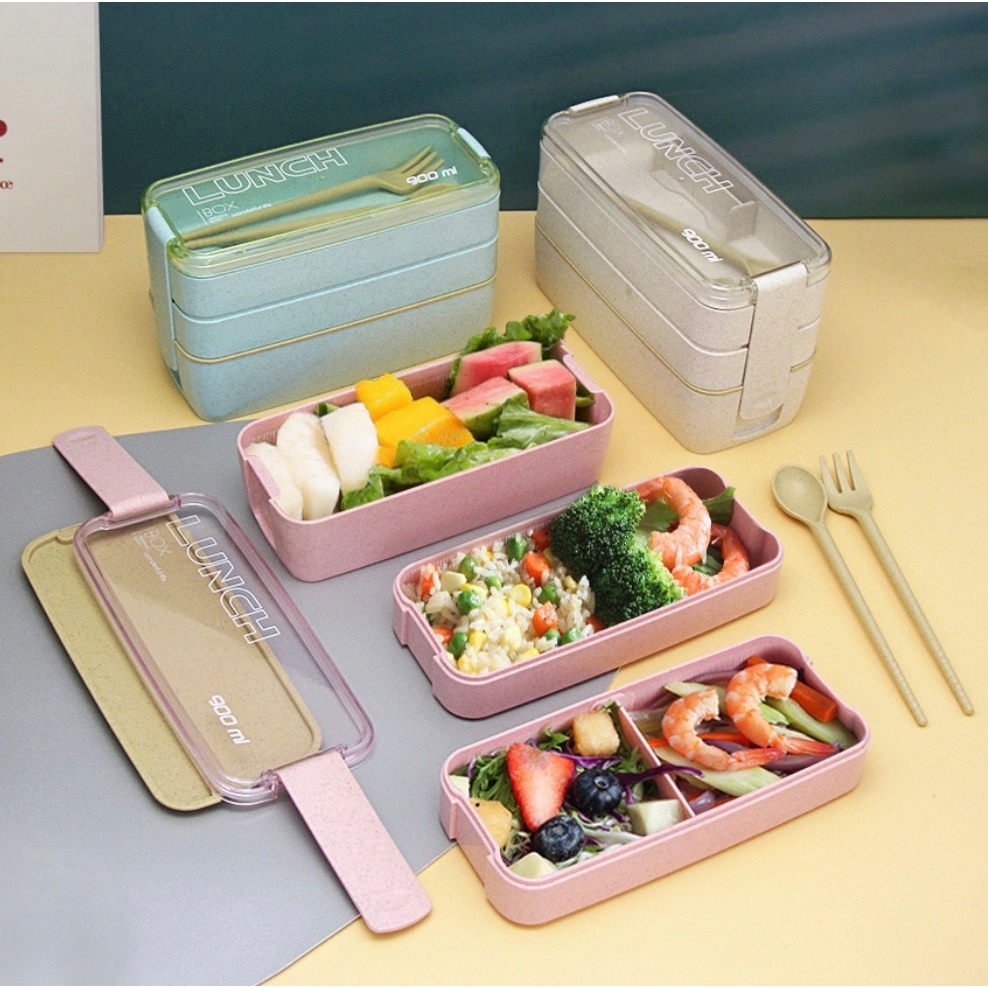 Pote Marmita Bpa Free 3 andares,que vai ao Micro-ondas com divisória e talher