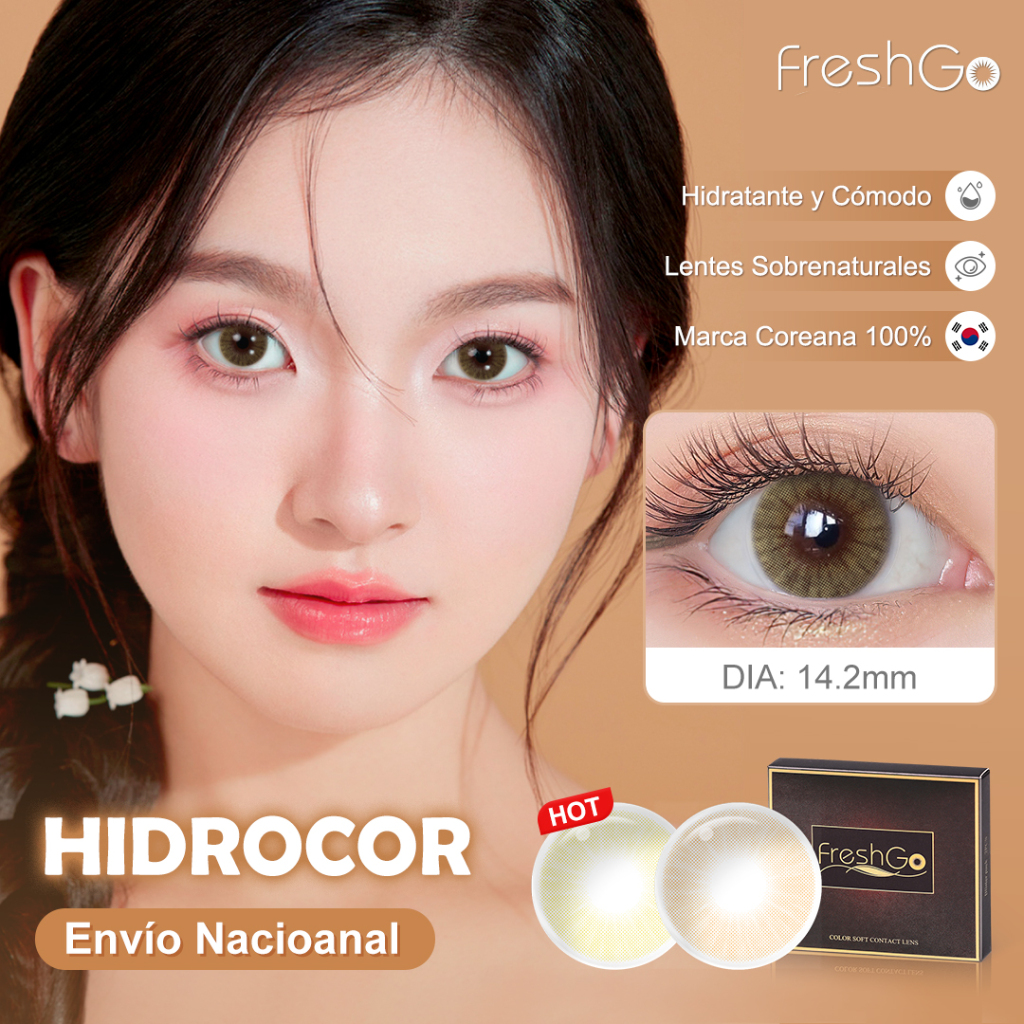 FreshGo HIDROCOR Lentes De Contato Coloridas Anual Natural 14.2 mm Brasil envia entrega rápida