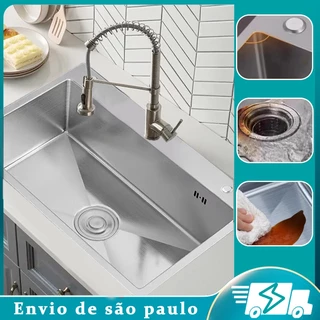 Cuba Inox Escovado Quadrada 60x45 Gourmet Com Acessórios