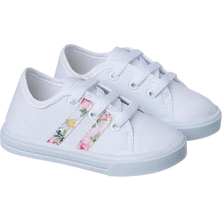 Tênis Infantil Menina Branco Floral Delicado Confortável Cooper-Store