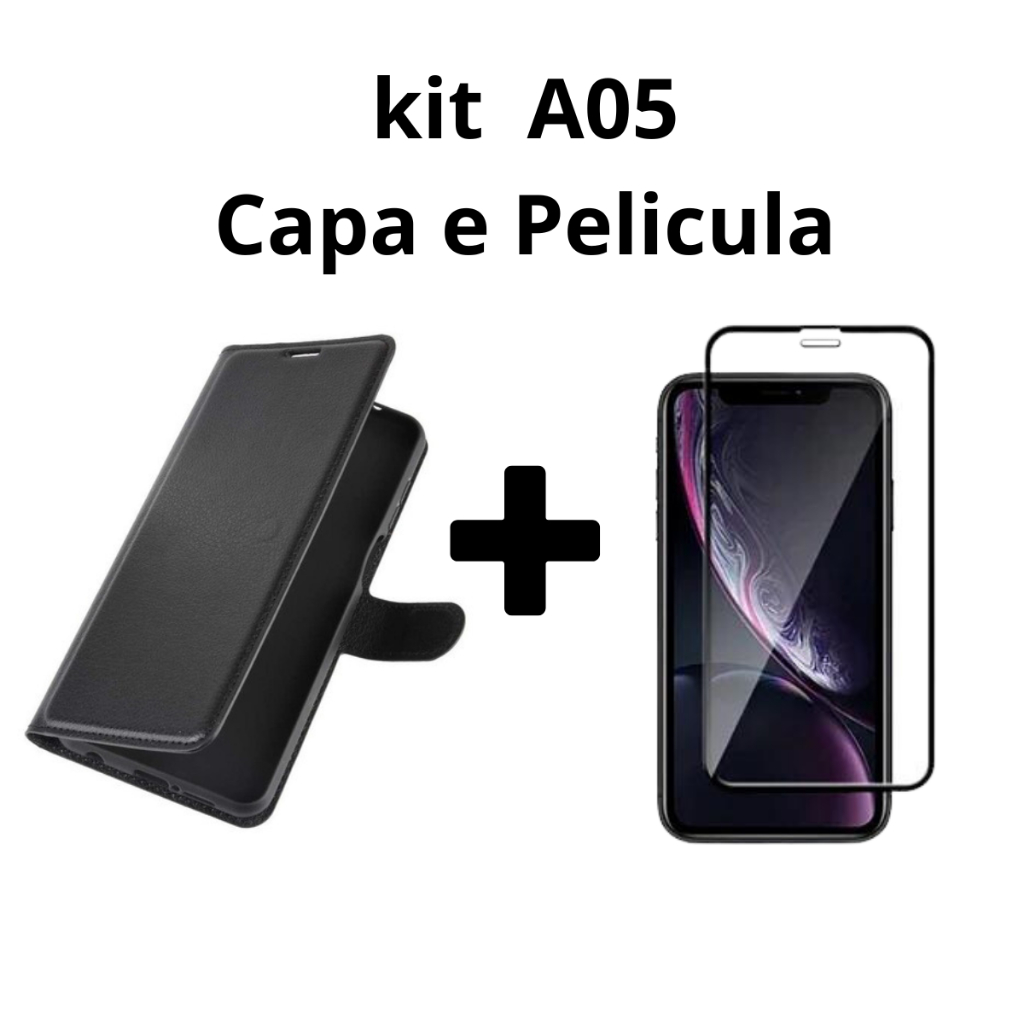 Capinha Carteira Para Galaxy A05 + Película 3D Proteção em Dobro