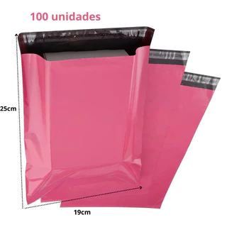 100 Envelopes rosa 19X25cm plástico inviolável correio sedex e-commerce