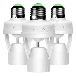 Kit 3 Sensor de Presença Movimento 360º Com bocal Para Lampada Soquete E27