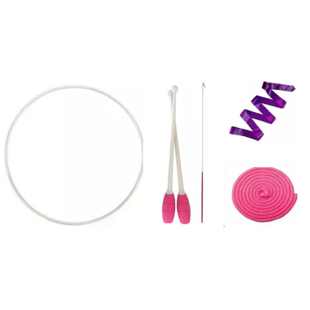 KIT GINASTICA RITMICA INFANTIL(ARCO, BOLA, FITA, CORDA. ESTILETE E MAÇA CONECTAVEL)