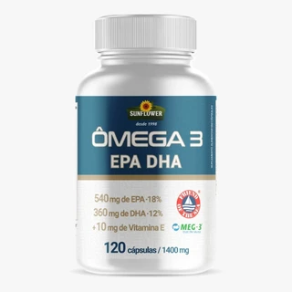 Omega 3 1400 mg Selos MEG 3 e FOS Altos Níveis EPH - DHA + Vitamina E - 120 cápsulas
