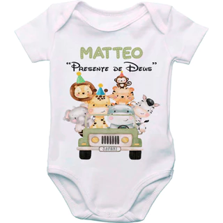 Body de Bebê Personalizado Frases Safari Com Nome GB0454-1