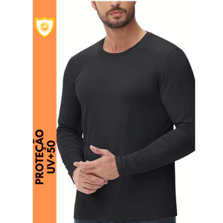 Camiseta Térmica Segunda Pele Masculina Manga Longa Com Proteção Solar +50