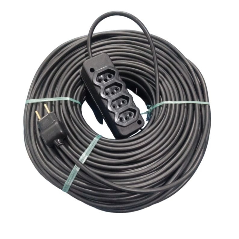 EXTENSÃO ELÉTRICA BIVOLT***50 METROS*** CABO PP 2X2,50mm 4 TOMADAS (REFORÇADA 100%) UNIDADE ***50 METROS*** PLUG 2P10A CERTIFICADO INMEMTRO.