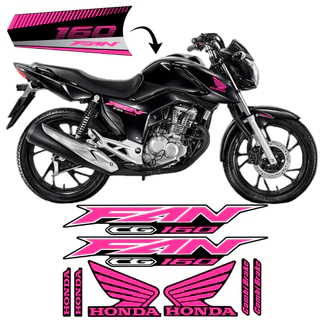 Kit Adesivo Cg Fan 160 2023 23 Rosa/pink Azul Vermelho