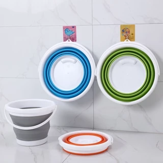 Balde Dobrável Retrátil Flexível 5 e 10 Litros Silicone Com Alça