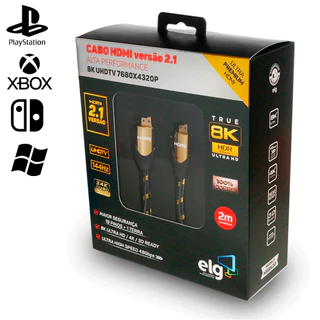 Cabo Hdmi 2m 8k 4k Nativo Ultra Hd 2.1v Earc Hdr 3d 120hz P/Ps5,Pc, Xbox