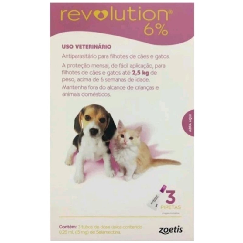 Revolution Filhotes cães e gatos até 2,5kg Zoetis com 3 pipetas (caixa ...