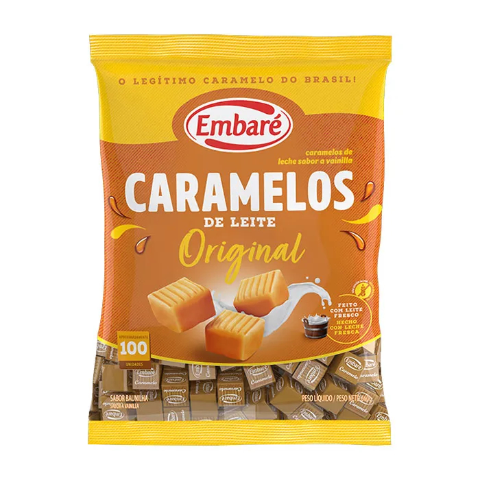 Bala Sabor Caramelo Ao Leite Original Mastigável 660gr- Embaré | Shopee ...