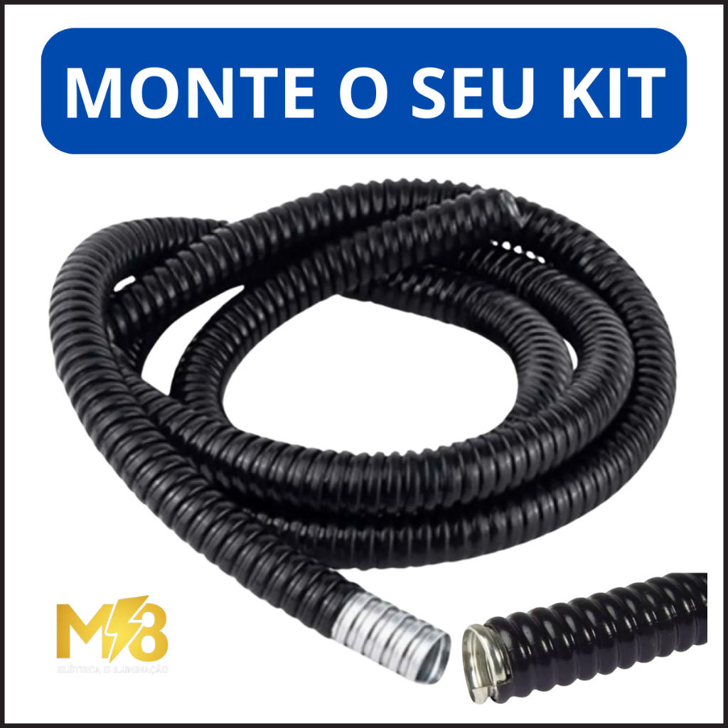KIT SEALTUBO METÁLICO FLEXIVEL EMBORRACHADO 3/4 PRETO 1 METRO/ 2 METROS / 3 METROS