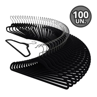 Kit 100 Cabides Veludo Slim Antideslizante Ultra Fino Adulto