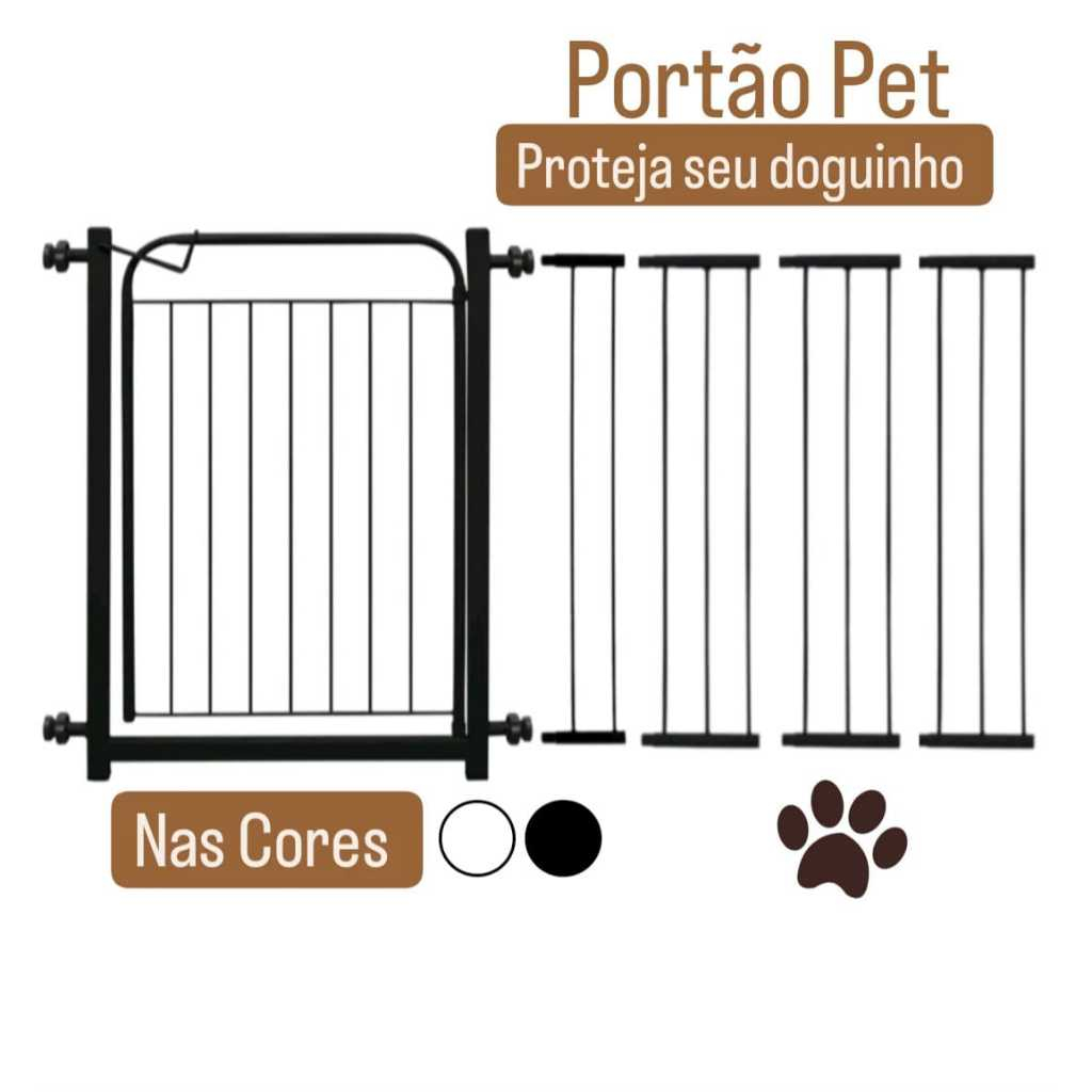 Portão Pet Grade Para Cachorro 78cm A 1,53cm + Extensores - Cercadinho de Proteção