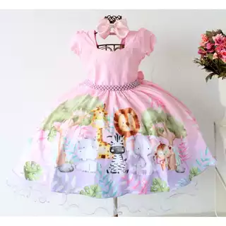 Vestidos Safari do 1 ao 4 Lindos Com Tiara de Brinde