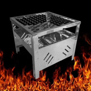 Churrasqueira Compacta Aço Inox com Grelha em Aço Inox Pequena - Pronta Entrega Envio Imediato