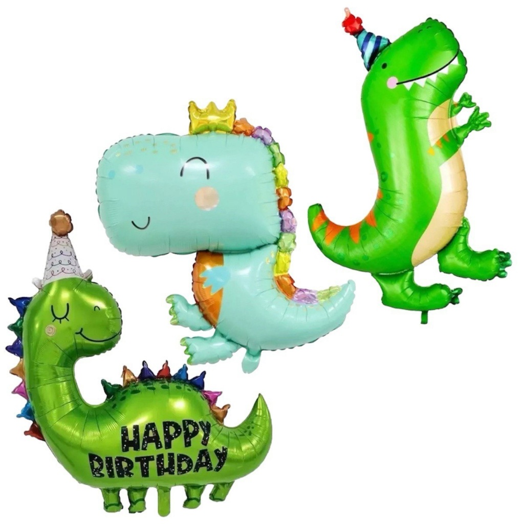 Kit C/ 3 Balão Metalizado Dinossauro Gigante Baby