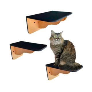 Kit Gato Gatificação 2 Degraus 1 Prateleira Para Gatos Mdf Com Carpete Playground
