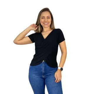 Blusa Transpassada Amamentação Diversas Cores Viscolycra Premium Camiseta Manga Curta Amamentar