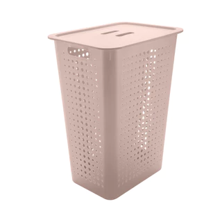 Cesto De Roupa Suja 47l Com Tampa Para Banheiro Lavanderia Rosa Duna/Verde/Azul
