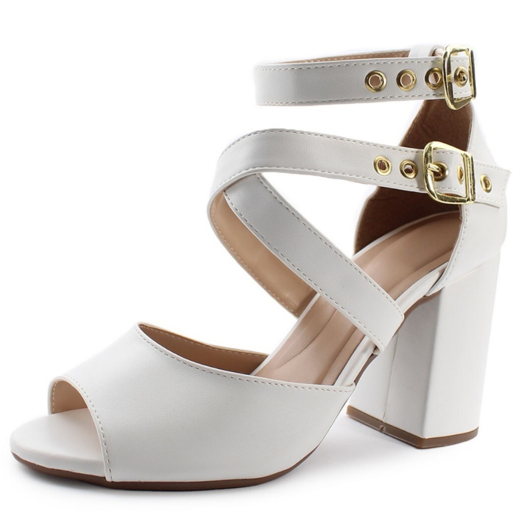 Sandália Feminina Salto Grosso Confortável BL34 | Shopee Brasil