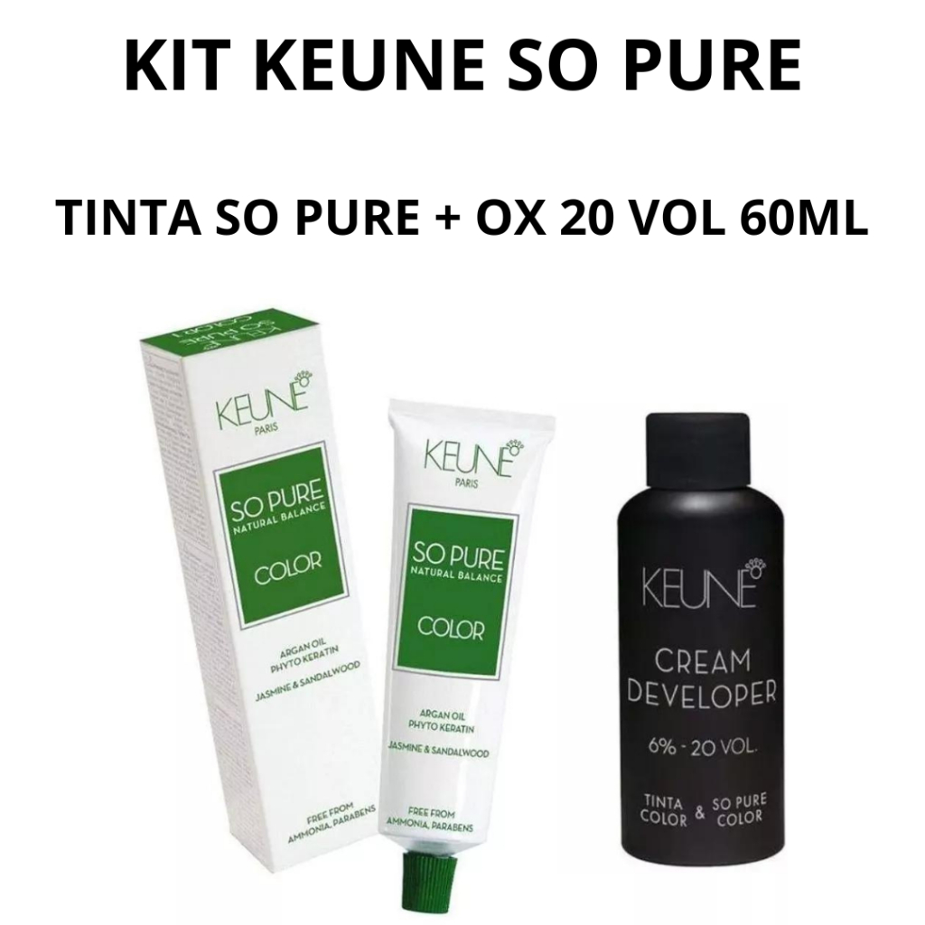 Kit Keune So Pure Color Tinta Escolher A Cor + Ox 20vol 60ml | Shopee ...