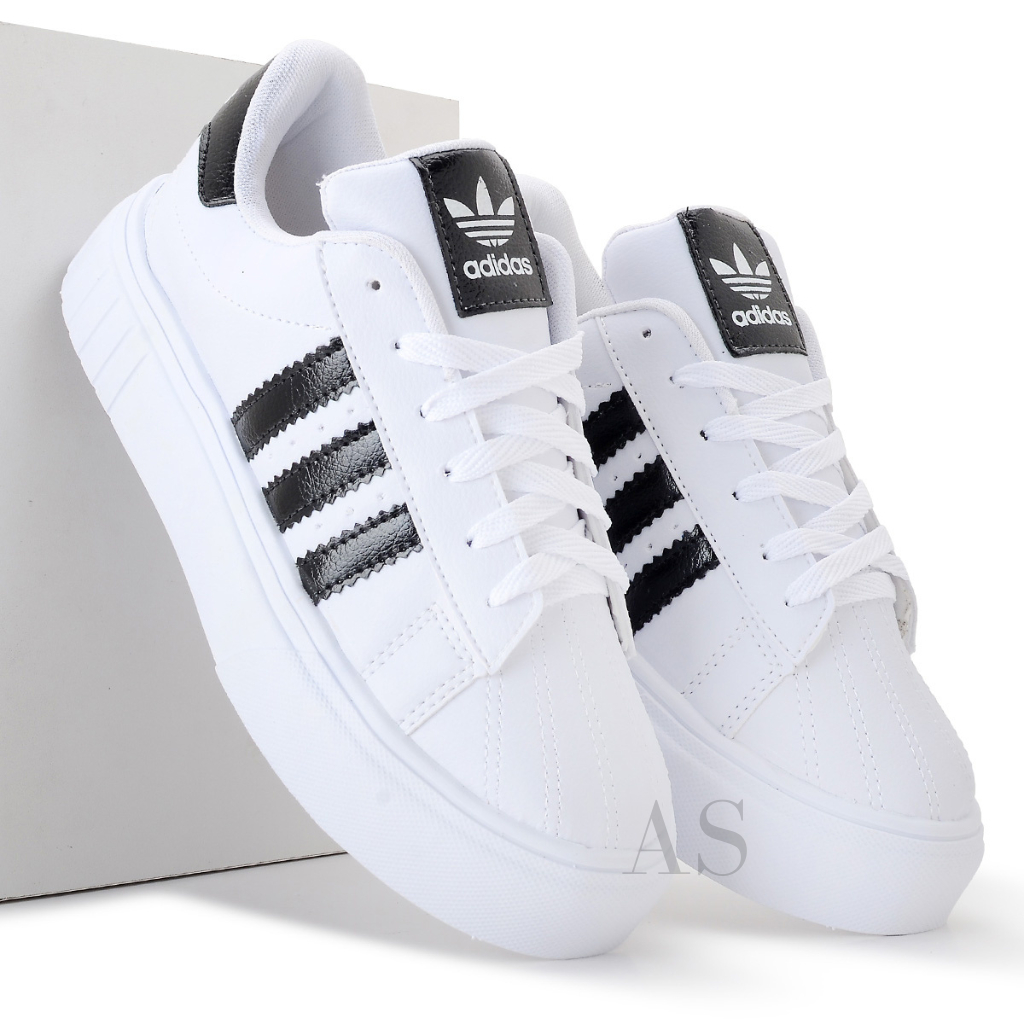 Tênis Feminino Branco Sola Alta Listras
