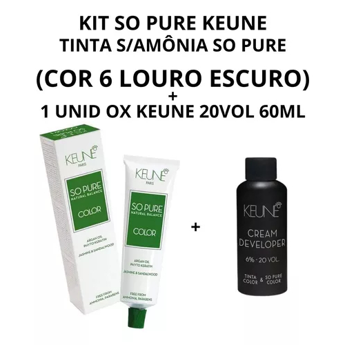 Kit Keune So Pure Color Tinta Escolher A Cor + Ox 20vol 60ml | Shopee ...