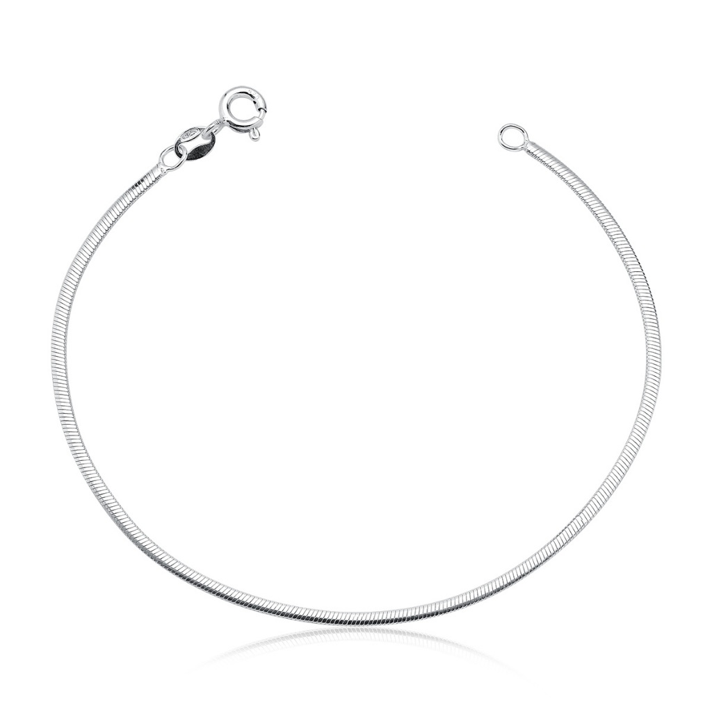Pulseira Feminina de Prata 925 Rabo de Rato Achatada 2mm
