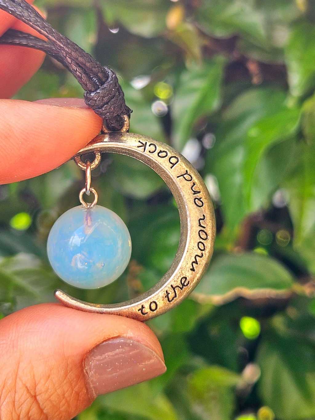 Colar de Lua com pingente pedra da lua - Pedra Natural - Biju Bijuteria ...