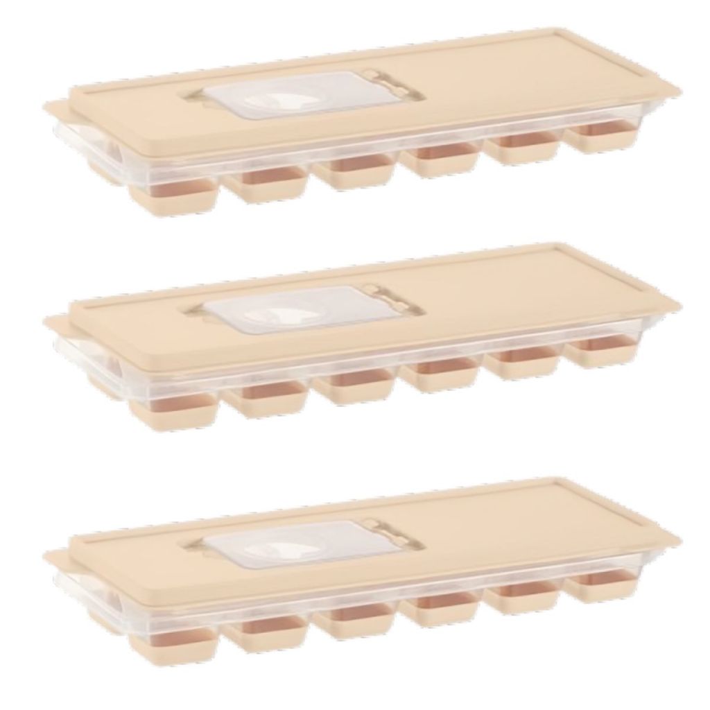 Kit com 3 Formas Gelo Silicone Com Tampa Enche Fácil Pratica Cubo