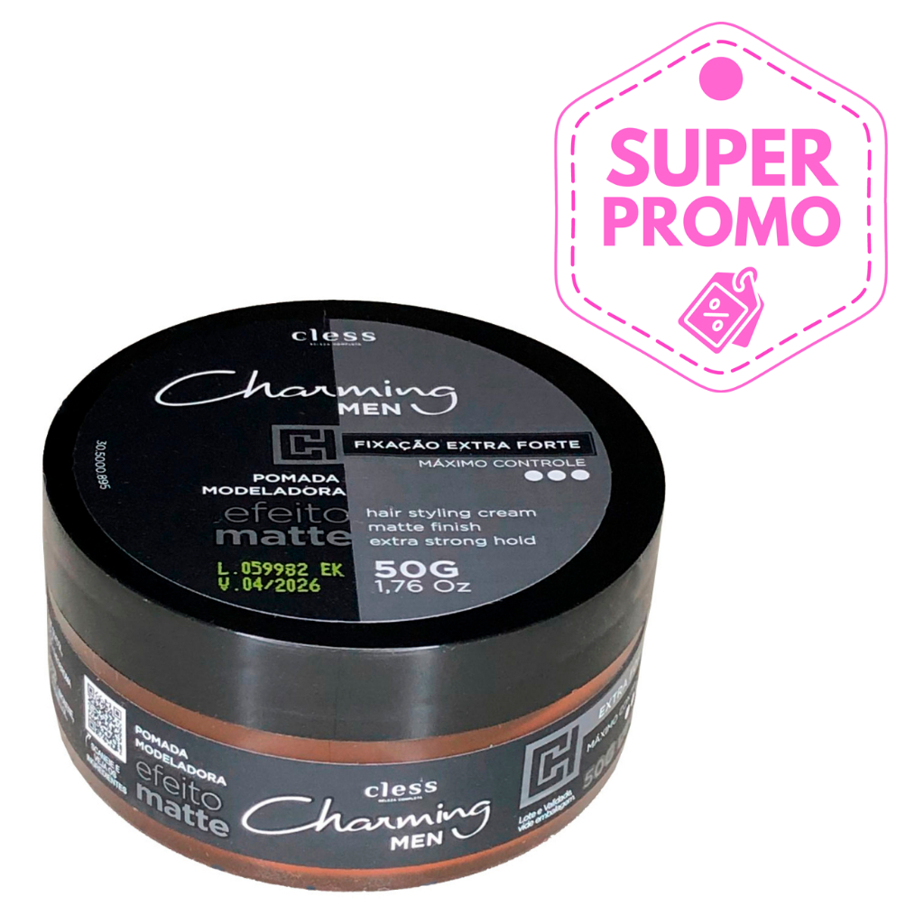 Pomada Modeladora para Cabelo Forte Efeito Seco CLESS CHARMING - 50GR ...
