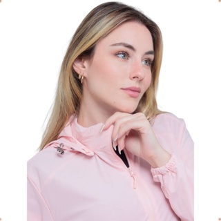Corta Vento Feminino Liso Zíper Bolso Touca Agasalho Blusa Jaqueta Feminina Corta Vento Capuz Bolso Zíper Leve Slim Top