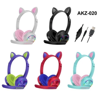 Fone Headset Gamer Gatinho Luminoso Akz-020 Com Fio 3.5mm e Microfone PS4 XBOX PC NOTEBOOK