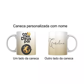 Caneca Livro Café com Deus Pai com seu nome Personalizada Junior Rostirola - 325ml
