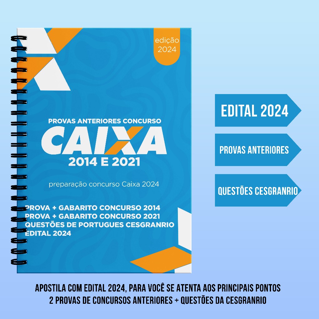 Apostila Concurso Caixa 2024 Edital 2024 + Provas + Gabaritos + Modelo ...