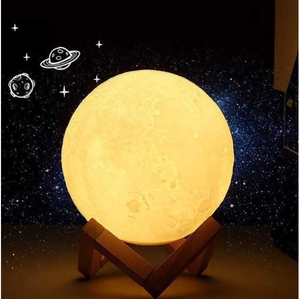 Luminária De Lua Cheia 3d Led Abajur Decoração