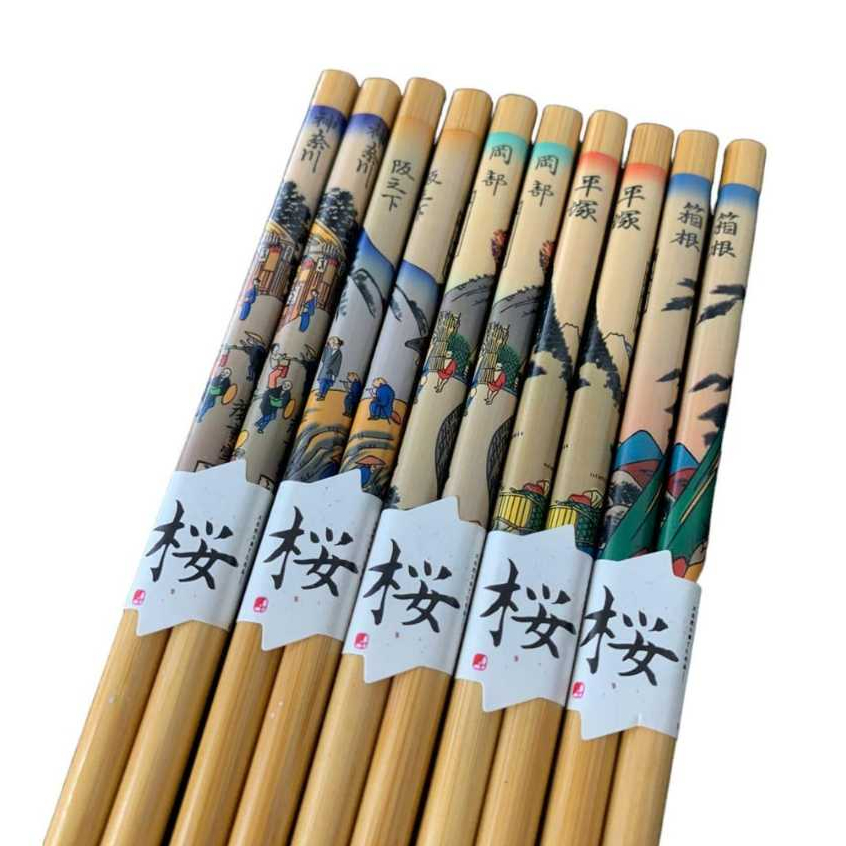 Kit Com 5 Pares De Hashi Decorado Para Sushi Sashimi Comida Japonesa Oriental palitinho japonês Kyoto Yoi