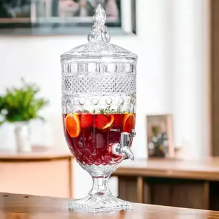 Suqueira De Vidro Cristal 5 Litros Com Torneira E Suporte Luxo