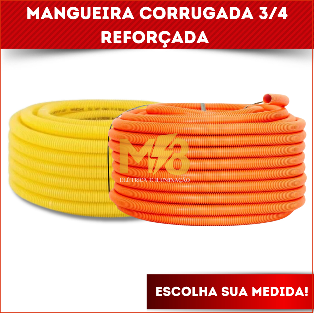 Conduite 3/4 Corrugado Reforçado Eletroduto Mangueira Corrugada amarela mangueira corrugada laranja