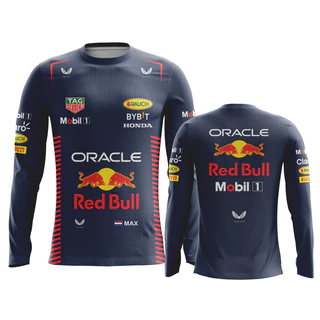 Camiseta Manga Comprida Max Verstappen redbull 2023 formula 1 proteção UV azul