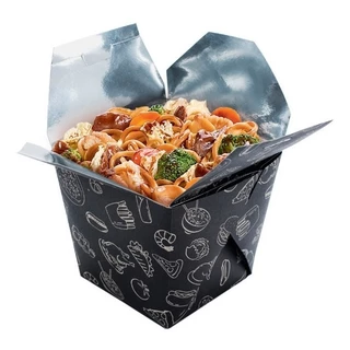25 Embalagem Cx. Box Yakisoba Interior Metalizado 250 Ml