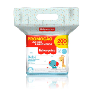 Toalha Umedecida Fisher Price RN Pack 200fls (4undX50fls) em Oferta na Shopee